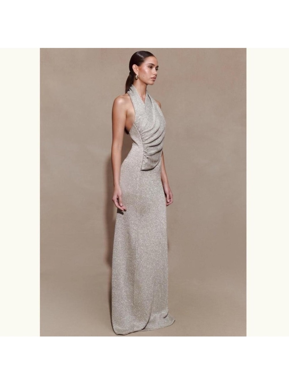 Meshki Silver Metallic Knit Top - Shimmering Lurex Detail S - Picture 9 of 11